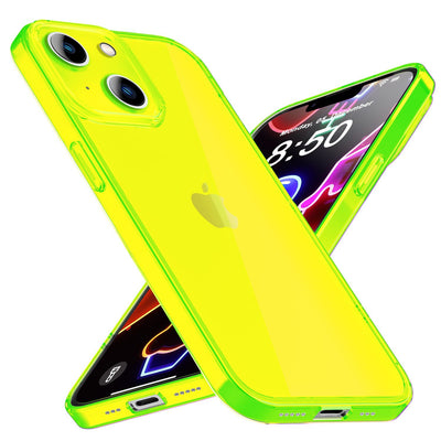 NALIA Neon Silikonhülle für iPhone 14 Plus – Knallige Signal-Farbe & Linsenschutz – VIBE (Transparentes Case) – Marke aus Berlin Gelb NALIA Neon Hülle