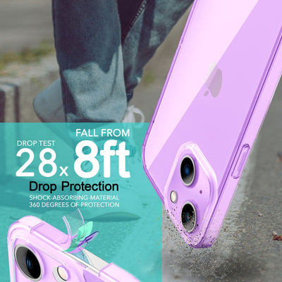 NALIA Neon Silikonhülle für iPhone 14 Plus – Knallige Signal-Farbe & Linsenschutz – VIBE (Transparentes Case) – Marke aus Berlin Lila NALIA Neon Hülle
