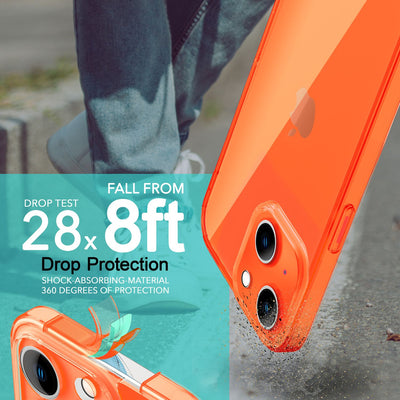 NALIA Neon Silikonhülle für iPhone 14 Plus – Knallige Signal-Farbe & Linsenschutz – VIBE (Transparentes Case) – Marke aus Berlin Orange NALIA Neon Hülle