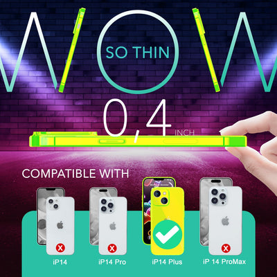 NALIA Neon Silikonhülle für iPhone 14 Plus – Knallige Signal-Farbe & Linsenschutz – VIBE (Transparentes Case) – Marke aus Berlin Gelb NALIA Neon Hülle