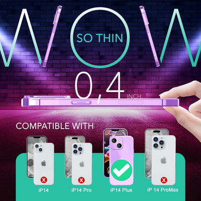 NALIA Neon Silikonhülle für iPhone 14 Plus – Knallige Signal-Farbe & Linsenschutz – VIBE (Transparentes Case) – Marke aus Berlin Lila NALIA Neon Hülle