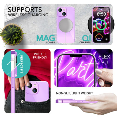 NALIA Neon Silikonhülle für iPhone 14 Plus – Knallige Signal-Farbe & Linsenschutz – VIBE (Transparentes Case) – Marke aus Berlin Lila NALIA Neon Hülle