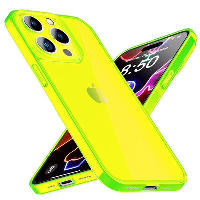 NALIA Neon Silikonhülle für iPhone 14 Pro – Knallige Signal-Farbe & Linsenschutz – VIBE (Transparentes Case) – Marke aus Berlin Gelb NALIA Transparente Hülle