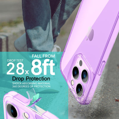 NALIA Neon Silikonhülle für iPhone 14 Pro – Knallige Signal-Farbe & Linsenschutz – VIBE (Transparentes Case) – Marke aus Berlin Lila NALIA Transparente Hülle