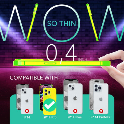 NALIA Neon Silikonhülle für iPhone 14 Pro – Knallige Signal-Farbe & Linsenschutz – VIBE (Transparentes Case) – Marke aus Berlin Gelb NALIA Transparente Hülle