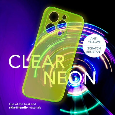 NALIA Neon Silikonhülle für iPhone 14 Pro – Knallige Signal-Farbe & Linsenschutz – VIBE (Transparentes Case) – Marke aus Berlin Gelb NALIA Transparente Hülle