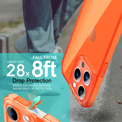 NALIA Neon Silikonhülle für iPhone 14 Pro Max – Knallige Signal-Farbe & Linsenschutz – VIBE (Transparentes Case) – Marke aus Berlin Orange NALIA Neon Hülle