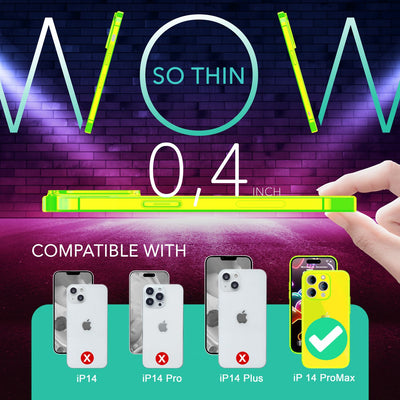 NALIA Neon Silikonhülle für iPhone 14 Pro Max – Knallige Signal-Farbe & Linsenschutz – VIBE (Transparentes Case) – Marke aus Berlin Gelb NALIA Neon Hülle