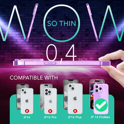 NALIA Neon Silikonhülle für iPhone 14 Pro Max – Knallige Signal-Farbe & Linsenschutz – VIBE (Transparentes Case) – Marke aus Berlin Lila NALIA Neon Hülle