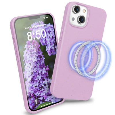 NALIA Handyhülle für iPhone 14 – MagSafe kompatibel & Weizenstroh-Mix – ECOFIT (Pflanzenbasiert, Rutschfest & Matt) – Marke aus Berlin Lila NALIA Protective Hülle