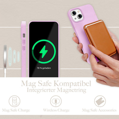 NALIA Handyhülle für iPhone 14 Plus – MagSafe kompatibel & Weizenstroh-Mix – ECOFIT (Pflanzenbasiert, Rutschfest & Matt) – Marke aus Berlin Lila NALIA Protective Hülle