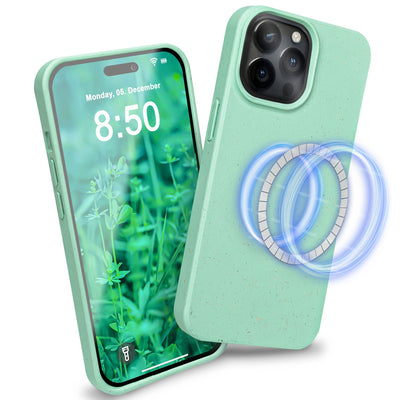 NALIA Handyhülle für iPhone 14 Pro Max – MagSafe kompatibel & Weizenstroh-Mix – ECOFIT (Pflanzenbasiert, Rutschfest & Matt) – Marke aus Berlin Türkis NALIA Protective Hülle