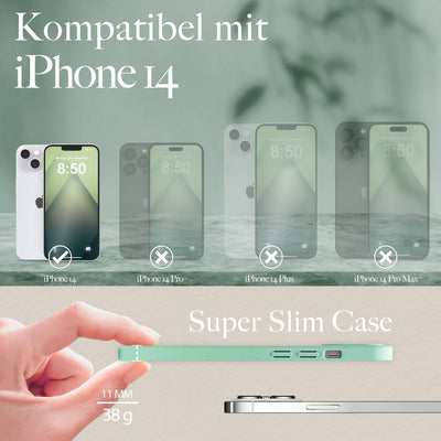 NALIA Handyhülle für iPhone 14 – Weizenstroh Case (Pflanzenbasiert) – BIOVERA – Matt & Stoßfest (Vegan) – Marke aus Berlin Türkis NALIA Protective Hülle