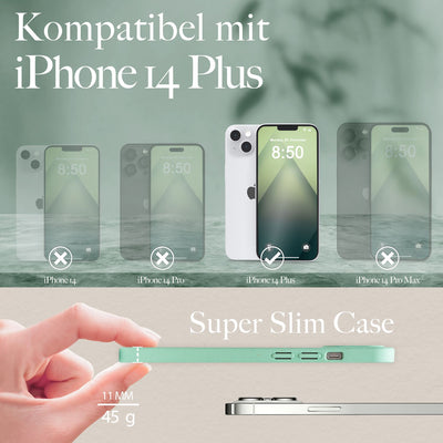 NALIA Handyhülle für iPhone 14 Plus – Weizenstroh Case (Pflanzenbasiert) – BIOVERA – Matt & Stoßfest (Vegan) – Marke aus Berlin Türkis NALIA Protective Hülle