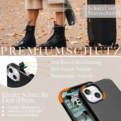 NALIA Handyhülle für iPhone 14 Plus – Weizenstroh Case (Pflanzenbasiert) – BIOVERA – Matt & Stoßfest (Vegan) – Marke aus Berlin Schwarz NALIA Protective Hülle