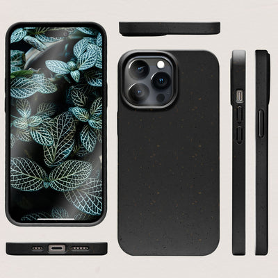 NALIA Handyhülle für iPhone 14 Pro – Weizenstroh Case (Pflanzenbasiert) – BIOVERA – Matt & Stoßfest (Vegan) – Marke aus Berlin Schwarz NALIA Protective Hülle