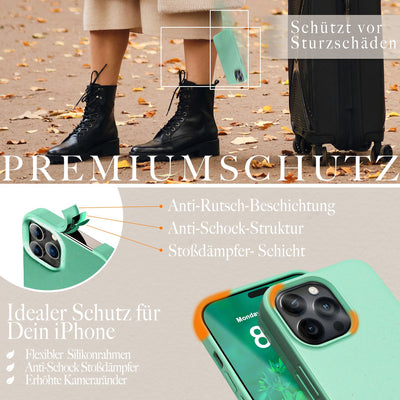 NALIA Handyhülle für iPhone 14 Pro – Weizenstroh Case (Pflanzenbasiert) – BIOVERA – Matt & Stoßfest (Vegan) – Marke aus Berlin Türkis NALIA Protective Hülle