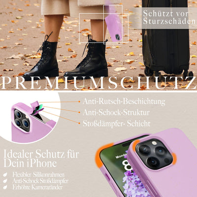 NALIA Handyhülle für iPhone 14 Pro – Weizenstroh Case (Pflanzenbasiert) – BIOVERA – Matt & Stoßfest (Vegan) – Marke aus Berlin Lila NALIA Protective Hülle