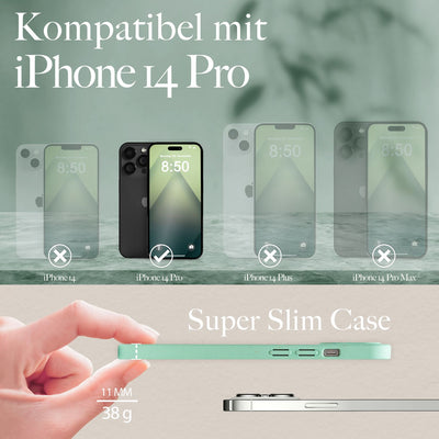 NALIA Handyhülle für iPhone 14 Pro – Weizenstroh Case (Pflanzenbasiert) – BIOVERA – Matt & Stoßfest (Vegan) – Marke aus Berlin Türkis NALIA Protective Hülle