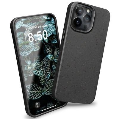 NALIA Handyhülle für iPhone 14 Pro – Weizenstroh Case (Pflanzenbasiert) – BIOVERA – Matt & Stoßfest (Vegan) – Marke aus Berlin Schwarz NALIA Protective Hülle