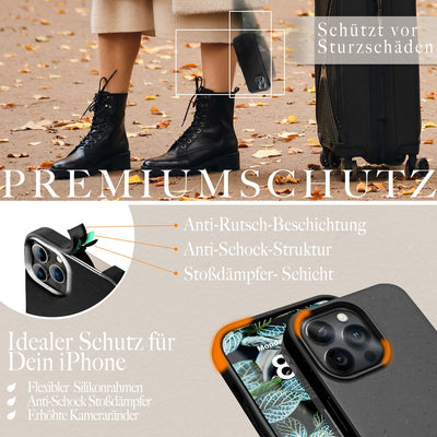 NALIA Handyhülle für iPhone 14 Pro Max – Weizenstroh Case (Pflanzenbasiert) – BIOVERA – Matt & Stoßfest (Vegan) – Marke aus Berlin Schwarz NALIA Protective Hülle