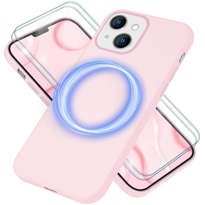 NALIA Magnet Silikonhülle für iPhone 14 – MagSafe kompatibel & Liquid Silicone – SLIQ (Soft-Touch Schutz & Mikrofaser Innen) – Marke aus Berlin Pink NALIA Protective Hülle