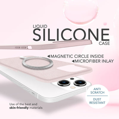 NALIA Magnet Silikonhülle für iPhone 14 – MagSafe kompatibel & Liquid Silicone – SLIQ (Soft-Touch Schutz & Mikrofaser Innen) – Marke aus Berlin Pink NALIA Protective Hülle