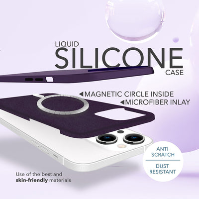 NALIA Magnet Silikonhülle für iPhone 14 – MagSafe kompatibel & Liquid Silicone – SLIQ (Soft-Touch Schutz & Mikrofaser Innen) – Marke aus Berlin Burgunder NALIA Protective Hülle