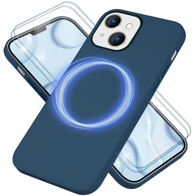 NALIA Magnet Silikonhülle für iPhone 14 – MagSafe kompatibel & Liquid Silicone – SLIQ (Soft-Touch Schutz & Mikrofaser Innen) – Marke aus Berlin Blau NALIA Protective Hülle