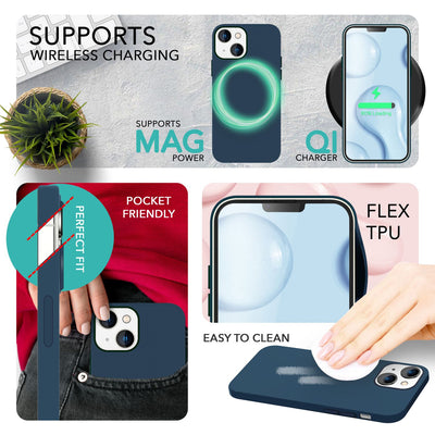NALIA Magnet Silikonhülle für iPhone 14 – MagSafe kompatibel & Liquid Silicone – SLIQ (Soft-Touch Schutz & Mikrofaser Innen) – Marke aus Berlin Blau NALIA Protective Hülle