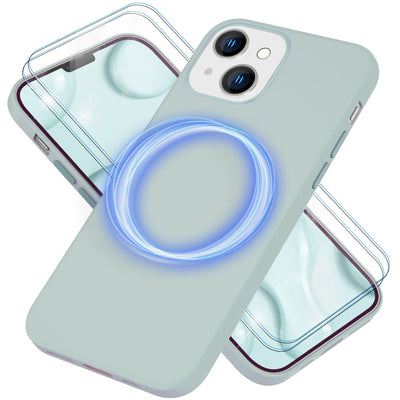 NALIA Magnet Silikonhülle für iPhone 14 – MagSafe kompatibel & Liquid Silicone – SLIQ (Soft-Touch Schutz & Mikrofaser Innen) – Marke aus Berlin Grün NALIA Protective Hülle