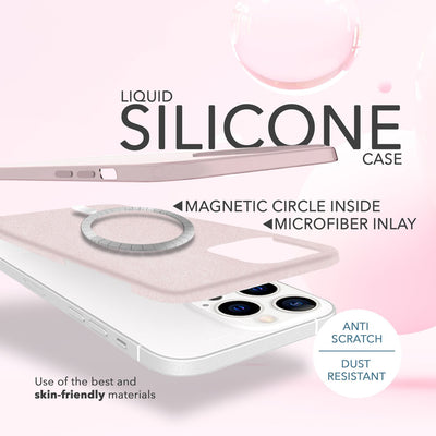 NALIA Magnet Silikonhülle für iPhone 14 Pro Max – MagSafe kompatibel & Liquid Silicone – SLIQ (Soft-Touch Schutz & Mikrofaser Innen) – Marke aus Berlin Pink NALIA Protective Hülle