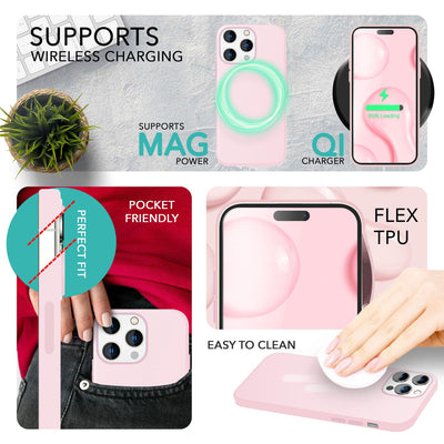 NALIA Magnet Silikonhülle für iPhone 14 Pro Max – MagSafe kompatibel & Liquid Silicone – SLIQ (Soft-Touch Schutz & Mikrofaser Innen) – Marke aus Berlin Pink NALIA Protective Hülle