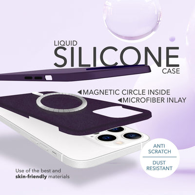 NALIA Magnet Silikonhülle für iPhone 14 Pro Max – MagSafe kompatibel & Liquid Silicone – SLIQ (Soft-Touch Schutz & Mikrofaser Innen) – Marke aus Berlin Burgunder NALIA Protective Hülle