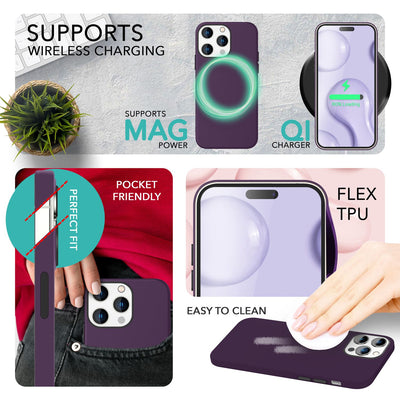NALIA Magnet Silikonhülle für iPhone 14 Pro Max – MagSafe kompatibel & Liquid Silicone – SLIQ (Soft-Touch Schutz & Mikrofaser Innen) – Marke aus Berlin Burgunder NALIA Protective Hülle