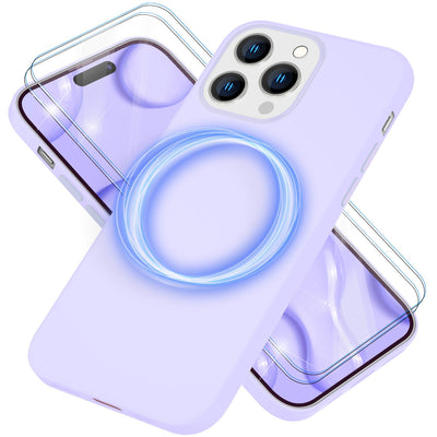 NALIA Magnet Silikonhülle für iPhone 14 Pro Max – MagSafe kompatibel & Liquid Silicone – SLIQ (Soft-Touch Schutz & Mikrofaser Innen) – Marke aus Berlin Lila NALIA Protective Hülle
