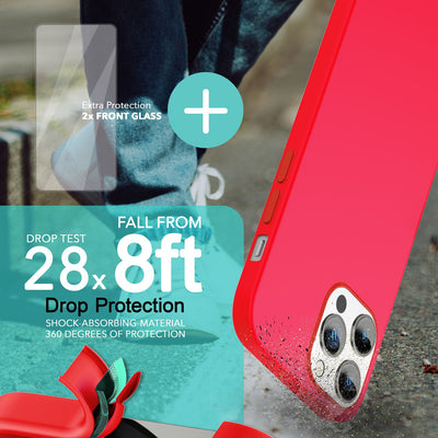 NALIA Magnet Silikonhülle für iPhone 14 Pro Max – MagSafe kompatibel & Liquid Silicone – SLIQ (Soft-Touch Schutz & Mikrofaser Innen) – Marke aus Berlin Rot NALIA Protective Hülle