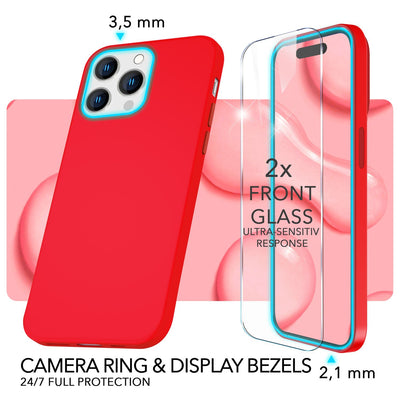 NALIA Magnet Silikonhülle für iPhone 14 Pro Max – MagSafe kompatibel & Liquid Silicone – SLIQ (Soft-Touch Schutz & Mikrofaser Innen) – Marke aus Berlin Rot NALIA Protective Hülle