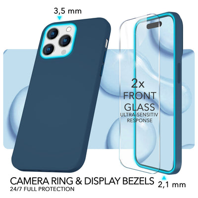 NALIA Magnet Silikonhülle für iPhone 14 Pro Max – MagSafe kompatibel & Liquid Silicone – SLIQ (Soft-Touch Schutz & Mikrofaser Innen) – Marke aus Berlin Blau NALIA Protective Hülle
