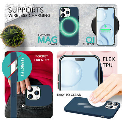 NALIA Magnet Silikonhülle für iPhone 14 Pro Max – MagSafe kompatibel & Liquid Silicone – SLIQ (Soft-Touch Schutz & Mikrofaser Innen) – Marke aus Berlin Blau NALIA Protective Hülle