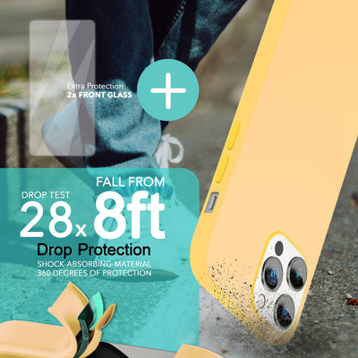 NALIA Magnet Silikonhülle für iPhone 14 Pro Max – MagSafe kompatibel & Liquid Silicone – SLIQ (Soft-Touch Schutz & Mikrofaser Innen) – Marke aus Berlin Gelb NALIA Protective Hülle
