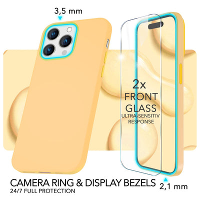 NALIA Magnet Silikonhülle für iPhone 14 Pro Max – MagSafe kompatibel & Liquid Silicone – SLIQ (Soft-Touch Schutz & Mikrofaser Innen) – Marke aus Berlin Gelb NALIA Protective Hülle
