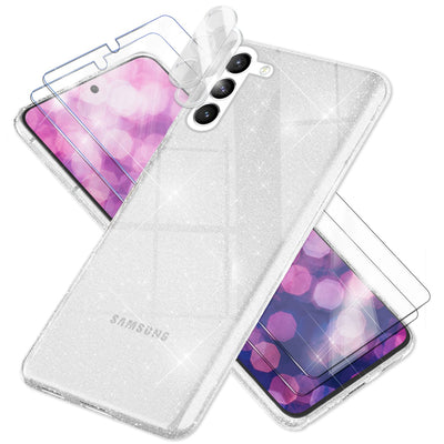 NALIA Glitzerhülle für Samsung Galaxy S23 Plus – Funkelndes Silikon Case – DAZZLIN (Transparent & Stoßfest) – Marke aus Berlin Transparent NALIA Transparente Hülle