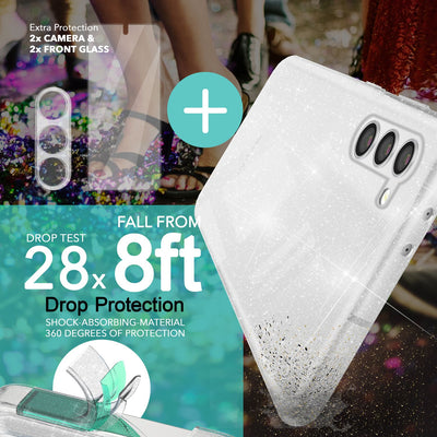 NALIA Glitzerhülle für Samsung Galaxy S23 Plus – Funkelndes Silikon Case – DAZZLIN (Transparent & Stoßfest) – Marke aus Berlin Transparent NALIA Transparente Hülle