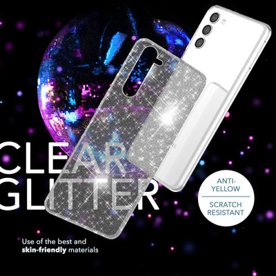 NALIA Glitzerhülle für Samsung Galaxy S23 Plus – Funkelndes Silikon Case – DAZZLIN (Transparent & Stoßfest) – Marke aus Berlin Transparent NALIA Transparente Hülle