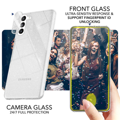 NALIA Glitzerhülle für Samsung Galaxy S23 Plus – Funkelndes Silikon Case – DAZZLIN (Transparent & Stoßfest) – Marke aus Berlin Transparent NALIA Transparente Hülle