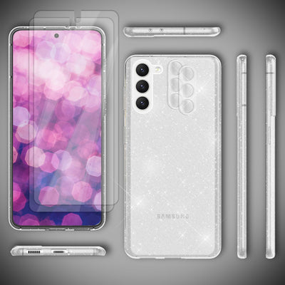 NALIA Glitzerhülle für Samsung Galaxy S23 Plus – Funkelndes Silikon Case – DAZZLIN (Transparent & Stoßfest) – Marke aus Berlin Transparent NALIA Transparente Hülle