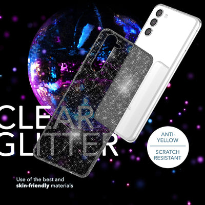 NALIA Glitzerhülle für Samsung Galaxy S23 Plus – Funkelndes Silikon Case – DAZZLIN (Transparent & Stoßfest) – Marke aus Berlin Schwarz NALIA Transparente Hülle