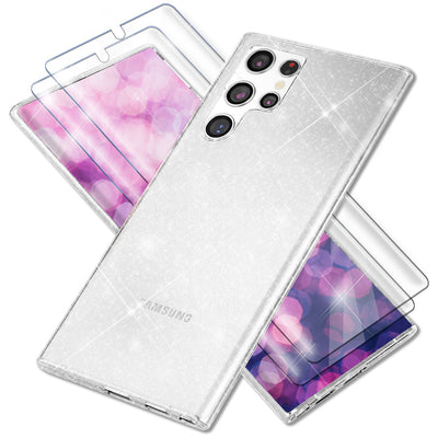 NALIA Glitzerhülle für Samsung Galaxy S23 Ultra – Funkelndes Silikon Case – DAZZLIN (Transparent & Stoßfest) – Marke aus Berlin Transparent NALIA Transparente Hülle