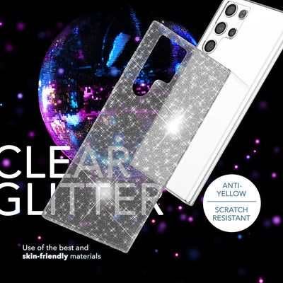 NALIA Glitzerhülle für Samsung Galaxy S23 Ultra – Funkelndes Silikon Case – DAZZLIN (Transparent & Stoßfest) – Marke aus Berlin Transparent NALIA Transparente Hülle